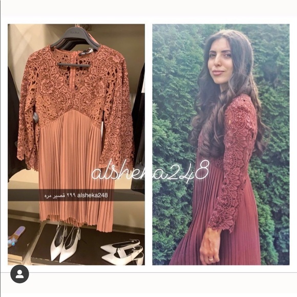 Zara pleated guipure  dress Bloggers favorite - Picture 5 of 9